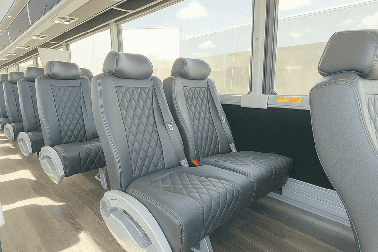 interior of Missouri City Coach Bus Service charter bus